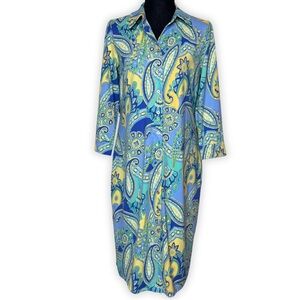 Talbots Dazzling Paisley Jersey‎ Shirtdress Size S
